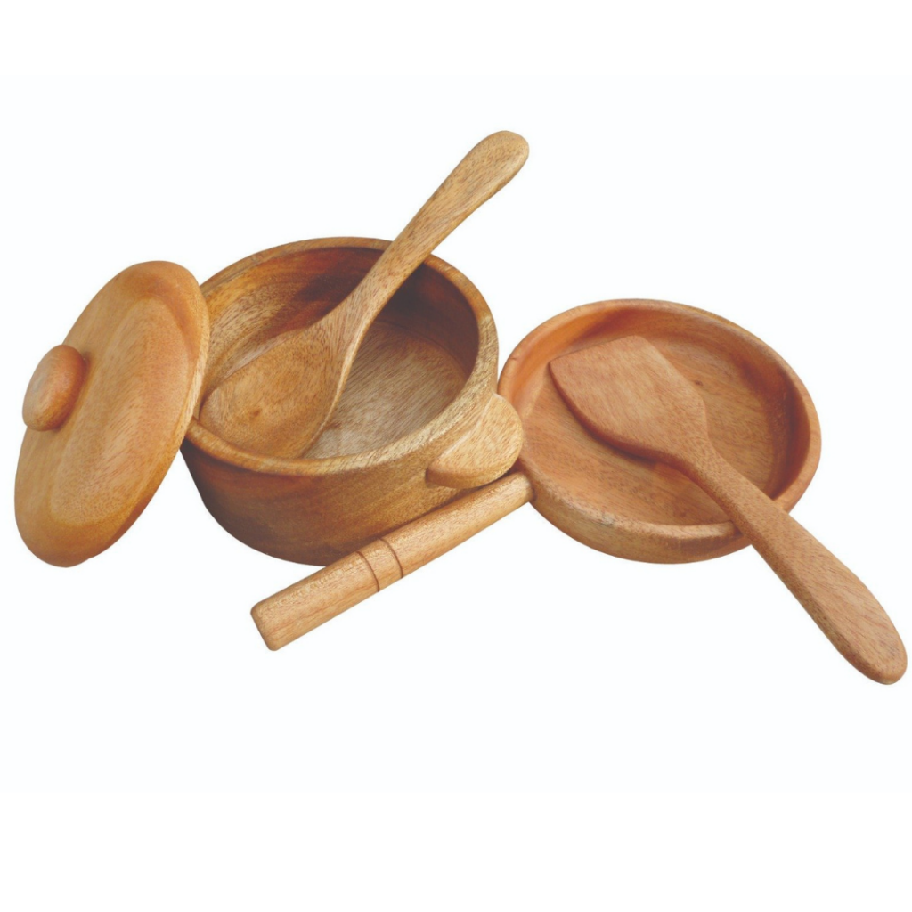 button to buy kids wooden pot and pan set