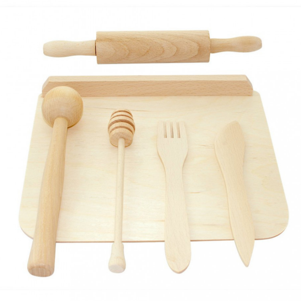 button to buy kids wooden kitchen tool set