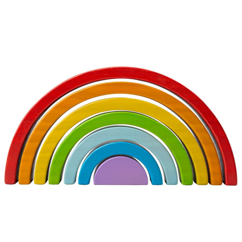 Button to buy bigjigs small wooden stacking rainbow